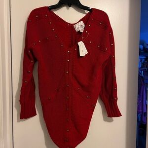 Red Studded Women's Sweater
